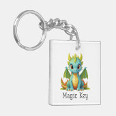 Magic Key Groen Blauw Baby Dragon Sleutelhanger (Voorkant Links)