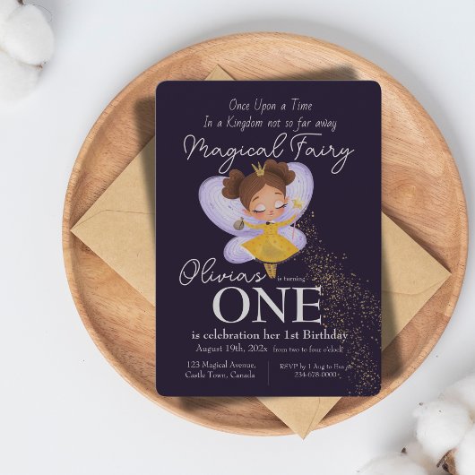 Magic Kingdom Fairy-Princess 1e verjaardagsfeestje Kaart