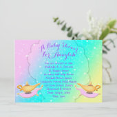 Magic Lamp Carpet Arabian Night Girl Baby shower Kaart (Staand voorkant)