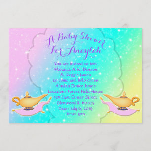 Magic Lamp Carpet Arabian Night Girl Baby shower Kaart
