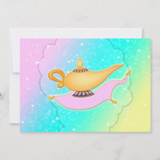 Magic Lamp Carpet Arabian Night Retirement Party Kaart (Achterkant)