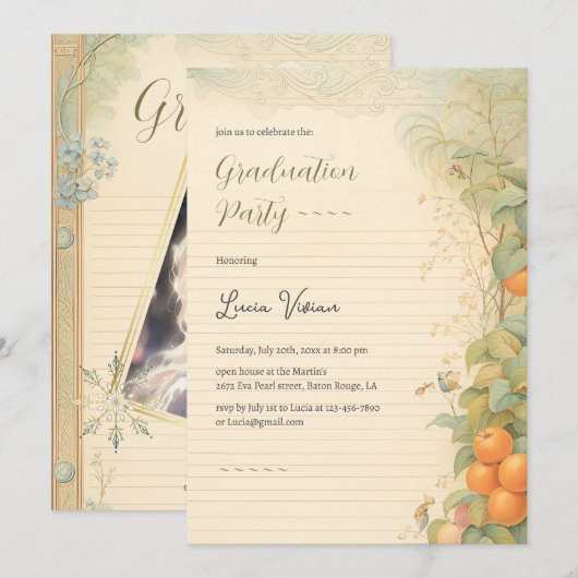  Magic Land Papier Prinses Foto Afstuderen Kaart (Voorkant / Achterkant)