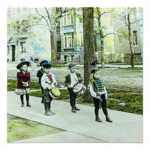 Magic Lantern Slide Patriotic Childrens Band Foto Afdruk