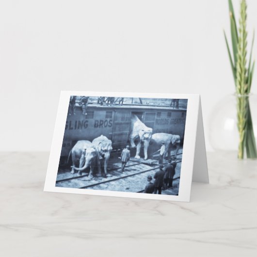 Magic Lantern Slide Ringling Bros Elephant Train Kaart (Voorkant)
