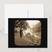 Magic Lantern Slide Swiss Alps Horn Blower Briefkaart (Voorkant / Achterkant)