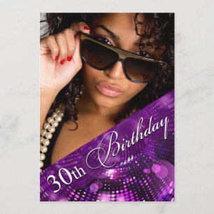 Magic Lights Foto 30th Birthday Girl - paars Kaart