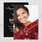 Magic Lights Foto Quinceanera - rood Kaart (Voorkant / Achterkant)