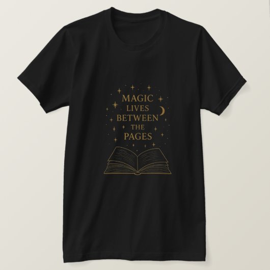 Magic Lives Between The Pages | Book Lover Dark Ae T-shirt (Design voorkant)