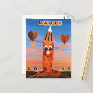 Magic Love! Grappig potlood stuurt liefde Briefkaart