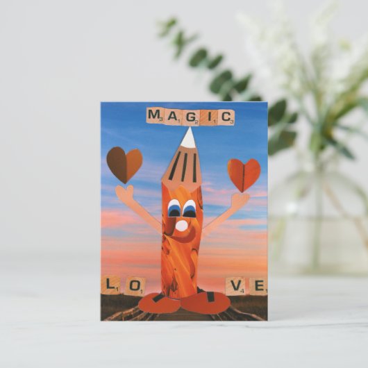 Magic Love! Grappig potlood stuurt liefde Briefkaart (Staand voorkant)