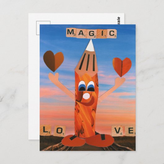 Magic Love! Grappig potlood stuurt liefde Briefkaart (Voorkant / Achterkant)