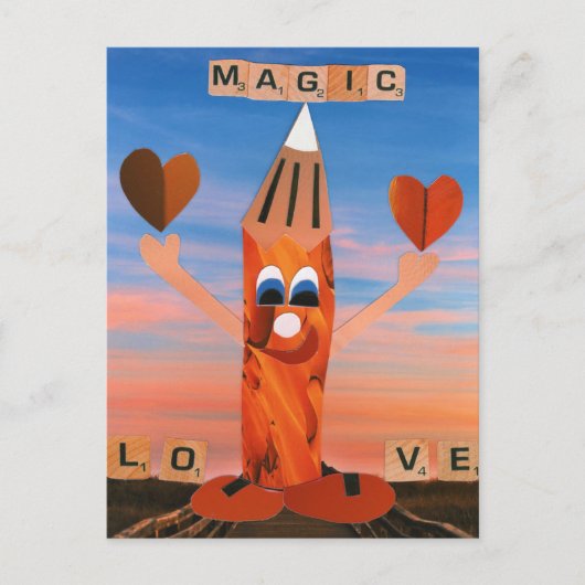 Magic Love! Grappig potlood stuurt liefde Briefkaart (Voorkant)