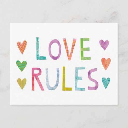 Magic Love Rules with Hearts Briefkaart (Voorkant)