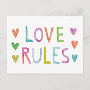 Magic Love Rules with Hearts Briefkaart