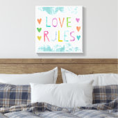 Magic Love Rules with Hearts Canvas Afdruk (Insitu (Slaapkamer))