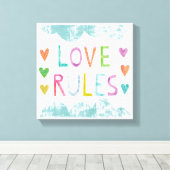 Magic Love Rules with Hearts Canvas Afdruk (Insitu (Houten vloer))