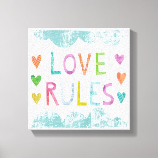 Magic Love Rules with Hearts Canvas Afdruk (Voorkant)