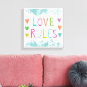 Magic Love Rules with Hearts Canvas Afdruk (Insitu (Woonkamer))