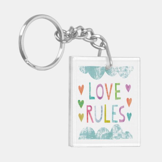 Magic Love Rules with Hearts Sleutelhanger (Voorkant Links)