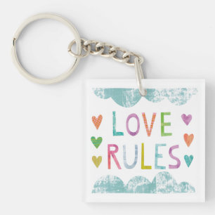 Magic Love Rules with Hearts Sleutelhanger