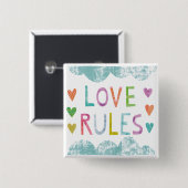 Magic Love Rules with Hearts Vierkante Button 5,1 Cm (Voorkant /achterkant)