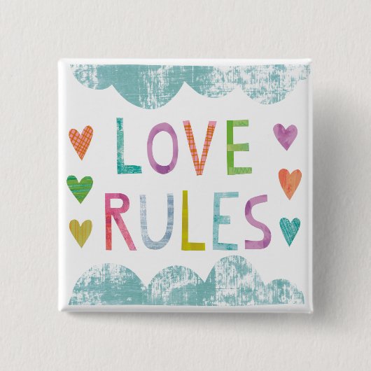 Magic Love Rules with Hearts Vierkante Button 5,1 Cm (Voorkant)