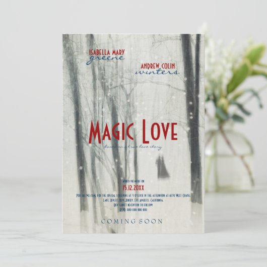 Magic Love - Wedding Movie Poster Style Uitnodigin Kaart (Staand voorkant)