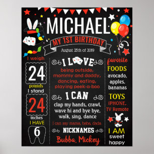 Magic Magicia AbraCadabra First Birthday-teken Poster