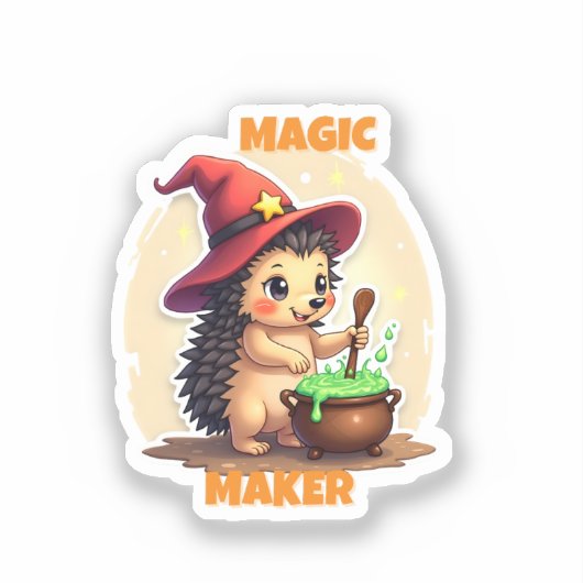 Magic Maker - Schattigee egel Sticker (Voorkant)