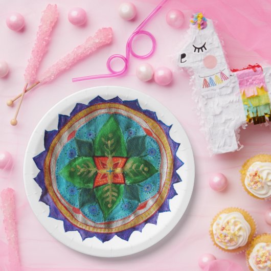 Magic Mandala Custom Paper Borden 9 in Papieren Bordje (Feest)