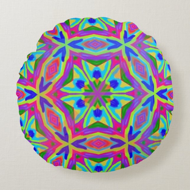 Magic Markers Mandala Rond Kussen (Voorkant)