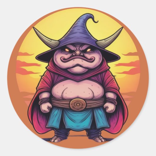 Magic Master Mushroom Minion Ronde Sticker (Voorkant)