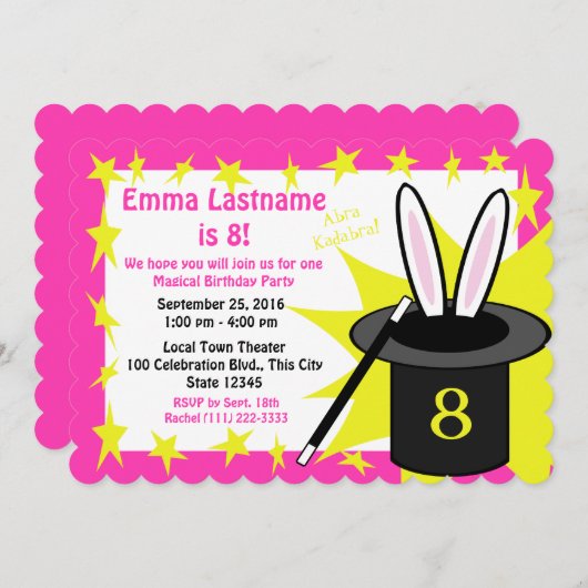 Magic Me Birthday Pink Kaart (Voorkant / Achterkant)