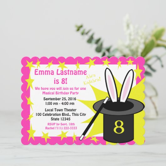 Magic Me Birthday Pink Kaart (Staand voorkant)