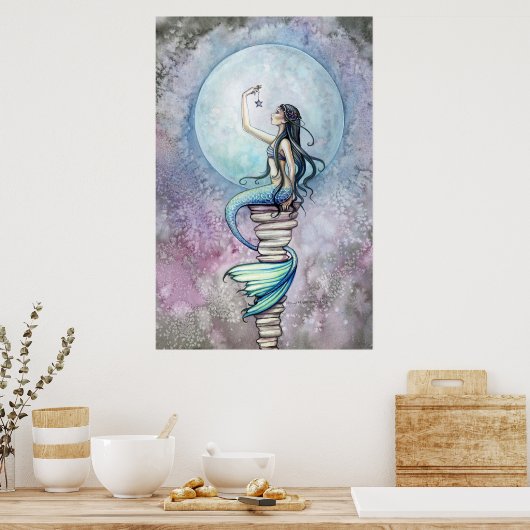Magic Mermaid Waterverf Poster van Molly Harrison (Keuken)