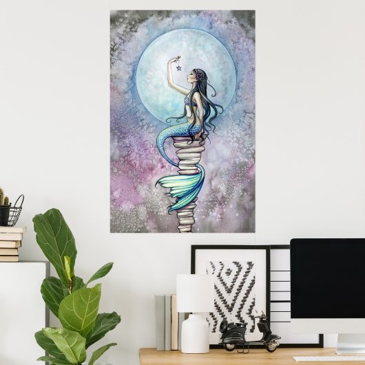 Magic Mermaid Waterverf Poster van Molly Harrison (Thuiskantoor)