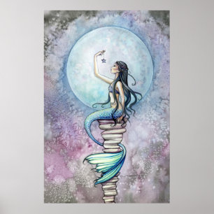 Magic Mermaid Waterverf Poster van Molly Harrison