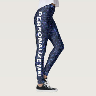 Magic Midnight Navy Blue Glitter CUSTOM TEKST Leggings