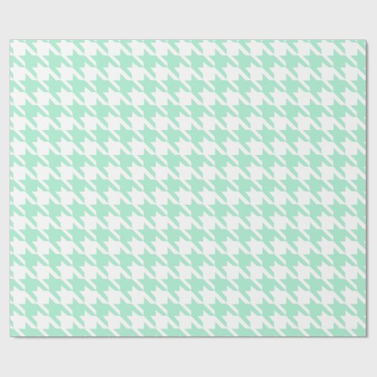 Magic Mint and White Houndstooth Pattetrn Cadeaupapier (Vlak)