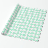 Magic Mint and White Houndstooth Pattetrn Cadeaupapier (Uitgerold)