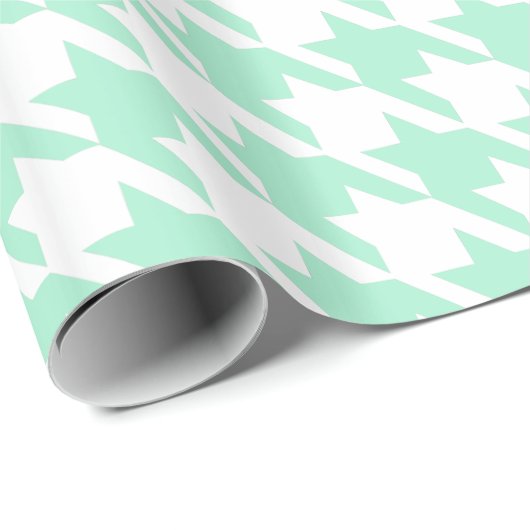 Magic Mint and White Houndstooth Pattetrn Cadeaupapier (Rol Hoek)