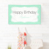 Magic Mint and White Polka Dot Birthday Party Spandoek (Insitu)