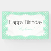 Magic Mint and White Polka Dot Birthday Party Spandoek (Horizontaal)