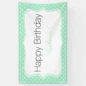 Magic Mint and White Polka Dot Birthday Party Spandoek (Verticaal)