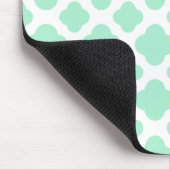 Magic Mint and White Quatrefoil Pattern Muismat (Hoek)