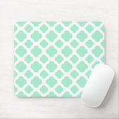 Magic Mint and White Quatrefoil Pattern Muismat (Met muis)