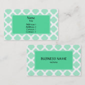 Magic Mint and White Quatrefoil Pattern Visitekaartje (Voorkant / Achterkant)