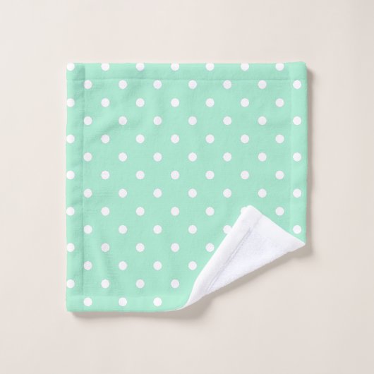 Magic Mint en White Polka Dot Pattern Bad Handdoek (Wasdoekje)