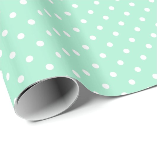 Magic Mint en White Polka Dot Pattern Cadeaupapier (Rol Hoek)