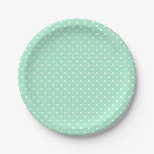 Magic Mint en White Polka Dot Pattern Papieren Bordje (Voorkant)